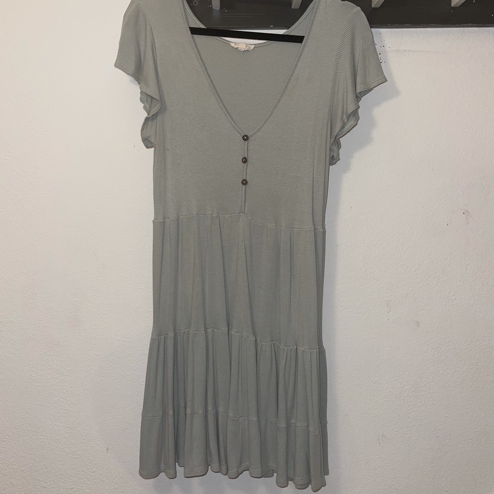 Mint rubbed ruffle dress